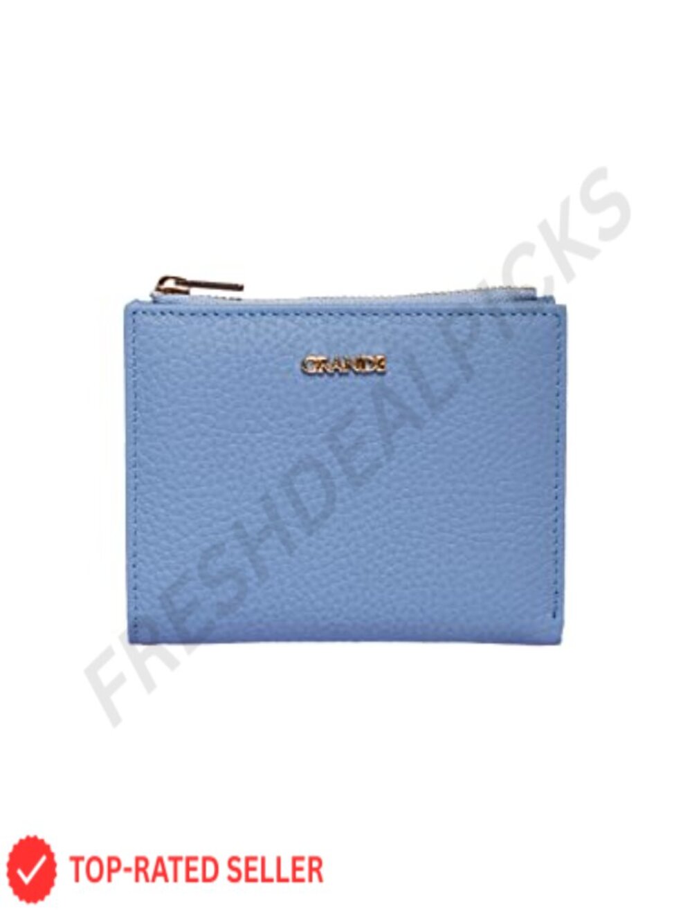 Genuine Leather Minimalist Bifold Wallet with Zipper & 6 Card Slots for Women